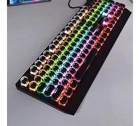 KANBUN Teclado, teclado a prueba de salpicaduras, teclado para juegos de 104 teclas, teclado retroiluminado arco iris con cable con interruptores azules, teclado ergonómico estándar para escritorio