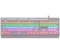 KANBUN Teclado, teclado a prueba de salpicaduras, teclado para juegos de 104 teclas, teclado retroiluminado arco iris con cable con interruptores azules, teclado estándar ergonómico para escritorio