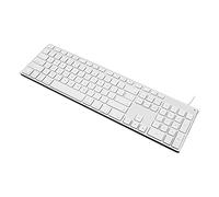 KANBUN Teclado USB, teclas silenciosas cómodas, aleación de aluminio perteneciente al teclado de escritorio con cable USB, teclado de ordenador con cable ultra fino y duradero para PC, Windows