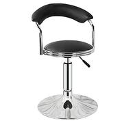 KANBUN - Toturos de Barra de Silla giratoria barbero de salón de Belleza con Respaldo, asa y chasis de Metal, Ajustable 39-54 cm (Color: Negro)