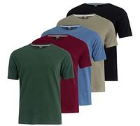 Kandor - Paquetes de 5 camisetas para hombre, ropa del Reino Unido, cuello redondo, color liso, 100 % algodón, camisetas de calidad para el trabajo o gimnasio, camisetas clásicas informales, M