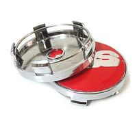 KAnduo 4 Piezas Coche Rueda Tapas Centrales Compatible con para BBS 56MM 60MM 65MM 68MM,60mm- Red-Silver