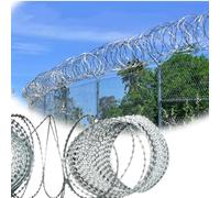 Kanduo Alambres de púas Cinta de alambre de púas de acero inoxidable, malla de alambre de tiras serpentinas, antirrobo, anti-trepa, protección de aislamiento (50 m)