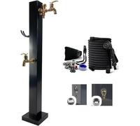 Kanduo columna de agua para jardin vertical Columna de agua independiente for jardín al aire libre, grifo exterior acero inoxidable antiescarcha con 2 interruptores válvula separados(Gold)