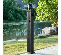 Kanduo columna de agua para jardin vertical Columna de agua jardín cuadrada vertical aleación aluminio, columna al aire libre con grifo doble salida, gancho(Nero,110cm/43in)