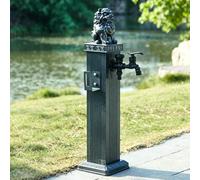 Kanduo columna de agua para jardin vertical Columna de agua jardín cuadrada vertical aleación aluminio, grifo independiente con diseño en relieve gancho(Gray,65cm/25in)
