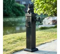 Kanduo columna de agua para jardin vertical Columna de agua jardín cuadrada vertical aleación aluminio, columna al aire libre con grifo doble salida, gancho(Nero,65cm/25in)