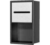 Kanduo Dispensador de Papel higiénico con nicho Empotrado en la Pared, No se requieren Azulejos for el Almacenamiento, Soporte de Papel higiénico de Acero Inoxidable con Estante(Black Frame+White)