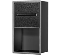 Kanduo Dispensador de Papel higiénico con nicho Empotrado en la Pared, No se requieren Azulejos for el Almacenamiento, Soporte de Papel higiénico de Acero Inoxidable con Estante(Gray Frame+Black)