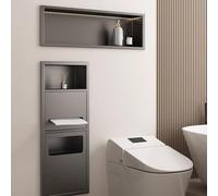 Kanduo Double-Layer Shower Niche, Waterproof Leakproof Storage Shelf, Recessed Trash Can Paper Drawer Niche