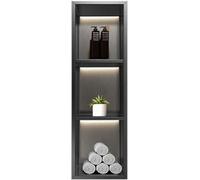 Kanduo Estante de Ducha Empotrado for partición de baño, Estante de Ducha Empotrado Individual de nicho, nicho de Acero Inoxidable(Nero,29x90x12.5cm)