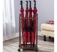 KanDuo Estante for paraguas de pasillo, soporte metal comercial gran capacidad con ruedas giratorias, pie, adecuado for hogares, hoteles y escuelas(Bronze,36x25x68cm/14.2x9.8x26.8in)