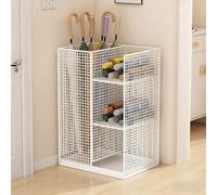 KanDuo Estante for paraguas de pasillo, soporte pie metal for interiores gran capacidad, estante almacenamiento entrada comercial dos niveles, diseño en capas(White)