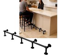 Kanduo Kit de reposapiés para barra Kit de rieles for pies, barandillas for barra montadas en la pared for mostrador recepción interior y exterior(Nero,1.5M/4.92FT)