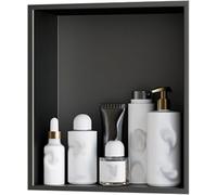 Kanduo Nicho de Acero Inoxidable, No se requieren Azulejos Nichos con estantes Nichos de Almacenamiento for baño Estante de Ducha Empotrado(Nero,32x32cm)