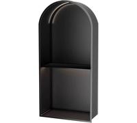 Kanduo Nicho de Ducha de Acero Inoxidable, No se Necesitan Azulejos, nicho arqueado, partición de Doble/Triple Capa, Estante de Ducha Empotrado arqueado con LED(Nero,62x28x15cm)
