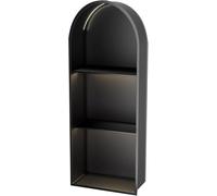 Kanduo Nicho de Ducha de Acero Inoxidable, No se Necesitan Azulejos, nicho arqueado, partición de Doble/Triple Capa, Estante de Ducha Empotrado arqueado con LED(Nero,90x30x15cm)
