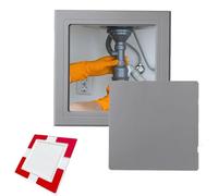 Kanduo Puerta de acceso de plomería Panel de acceso Placas de cubierta de plomería autoadhesivas for ducha, Panel de puerta de acceso cuadrado(Grigio,150x150mm/6x6in)