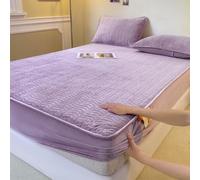 KanDuo Sábanas Ajustables De Invierno,Juego De Fundas De Almohada Y Felpa Extra Súper Suave Y Esponjosa De 4 Piezas con Acolchado De Terciopelo(Purple,Queen/71x79in)