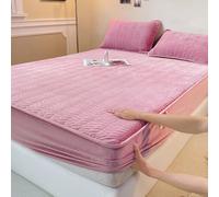 KanDuo Sábanas Ajustables De Invierno,Juego De Fundas De Almohada Y Felpa Extra Súper Suave Y Esponjosa De 4 Piezas con Acolchado De Terciopelo(Dark Pink,Full/59x79in)