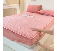 KanDuo Sábanas Ajustables De Invierno,Juego De Fundas De Almohada Y Felpa Extra Súper Suave Y Esponjosa De 4 Piezas con Acolchado De Terciopelo(Light Pink,Queen/71x79in)