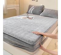 KanDuo Sábanas Ajustables De Invierno,Juego De Fundas De Almohada Y Felpa Extra Súper Suave Y Esponjosa De 4 Piezas con Acolchado De Terciopelo(Gray,Queen/71x79in)