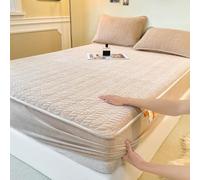 KanDuo Sábanas Ajustables De Invierno,Juego De Fundas De Almohada Y Felpa Extra Súper Suave Y Esponjosa De 4 Piezas con Acolchado De Terciopelo(Beige,Full/59x79in)