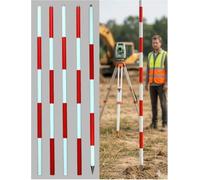 Kanduo Varilla de topografía de aluminio Varilla de prisma desmontable for medición elevación y trazado carreteras, medidor poste inspección seccional aluminio(3meter)