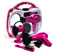 KandyToys Juego de peluquería para niñas en estuche de transporte | Secador de pelo a pilas Make Believe Play Set