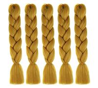Kanekalon Extensiones de pelo sintético Jumbo Trenzas, 5 unidades, extensiones de cabello trenzado de Kanekalon de 61 cm, extensiones de pelo trenzado, extensiones de coleta para trenzas de crochet