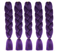 Kanekalon Extensiones de pelo sintético Jumbo Trenzas, 5 unidades, extensiones de cabello trenzado de Kanekalon de 61 cm, extensiones de pelo trenzado, extensiones de coleta para trenzas de crochet