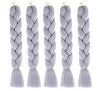 Kanekalon Extensiones de pelo sintético Jumbo Trenzas, 5 unidades, extensiones de cabello trenzado de Kanekalon de 61 cm, extensiones de pelo trenzado, extensiones de coleta para trenzas de crochet
