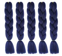 Kanekalon Extensiones de pelo sintético Jumbo Trenzas, 5 unidades, extensiones de cabello trenzado de Kanekalon de 61 cm, extensiones de pelo trenzado, extensiones de coleta para trenzas de crochet