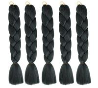 Kanekalon Extensiones de pelo sintético Jumbo Trenzas, 5 unidades, extensiones de cabello trenzado de Kanekalon de 61 cm, extensiones de pelo trenzado, extensiones de coleta para trenzas de crochet