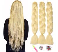 Kanekalon Extensiones de Pelo Trenzas Africanas, ShowJarlly 24" Pelo Trenzas Africanas Extensiones, 3Piezas/Lote Pelo Sintetico Trenzas de Crochet Para Pelo Trenzas Africanas Extensiones 613#