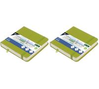 Kangaro Art - Cuaderno de bocetos (12 x 12 cm, poliuretano, tapa dura, 80 hojas, 140 g, papel de color crema con banda elástica y cinta) (Paquete de 2)