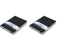 Kangaro Art Cuaderno de bocetos A5 negro PU tapa dura 80 hojas 140 gramos papel crema (Paquete de 2)