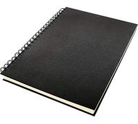 Kangaro Cuaderno de bocetos A4 en blanco, encuadernación en espiral, lino negro, 80 hojas, 140 g, papel blanco crema
