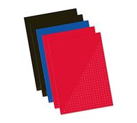 Kangaro Cuaderno escolar A4, 10 mm, 80 hojas surtidas, 5 unidades, K-58340, Zwart/azul/rood