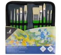 Kangaro Juego de 10 Pinceles para Artistas, Pintura al óleo, Diferentes tamaños para Artistas, Adultos y niños, en Estuche con Cierre de Cremallera.