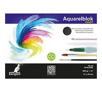 Kangaro Papel de acuarela (24 x 17 cm, 300 gramos, 16 hojas), color negro