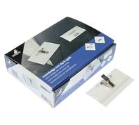 Kangaro - Placa para nombre (40 x 75 mm, caja con 24 unidades, incluye clip, aguja y tarjetas blancas)