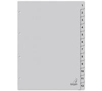 Kangaro Registro de cartón DIN A4, números 1-12, 180 g/m², cartón FSC reciclado, 12 piezas, K412C