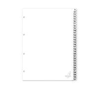 Kangaro - Separadores (A4, polipropileno, 120 micrones, 4 unidades, 31 unidades), color blanco