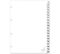 Kangaro - Separadores (A4, PP, 120 micrones, 4 unidades, 20 unidades), color blanco