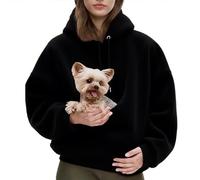Kangaroo Pouch Hoodie, 2026 New Women Pet Hoodie Carrier with Pocket Front, Ultra-Soft Warm for Small Cats Dogs (Black,Large)