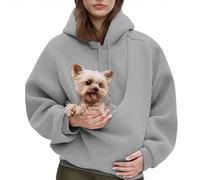 Kangaroo Pouch Hoodie, 2026 New Women Pet Hoodie Carrier with Pocket Front, Ultra-Soft Warm for Small Cats Dogs (Light Gray,Medium)