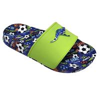 KangaROOS K-Slide Print, Sandalia Unisex Adulto, Lime Soccer, 35 EU