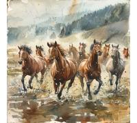 KANGBAWA Pintar por Numeros Adultos Una manada de caballos salvajes en el valle (1) Cuadros para Pintar por Numeros Paint by Numbers Adult Paisajes con Pinceles y Pinturas 40 * 50 cm (Sin Marco)