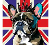 KANGBAWA Pintar por Numeros Bulldog francés con corona (3) Adultos Kit de Pintura al óleo de Lienzo DIY para con Pinceles Pigmento Acrílico 40 x 50cm (Sin Marco)